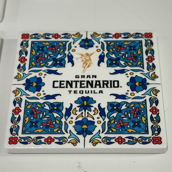 4 set gran Centenario tequila colorful tile coasters. Cork bottom. - Picture 2 of 3